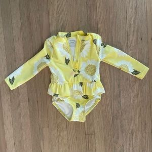 Sunflower rash guard bathing suit